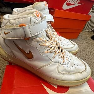 Nike Air Force 1 mid white and orange size 11